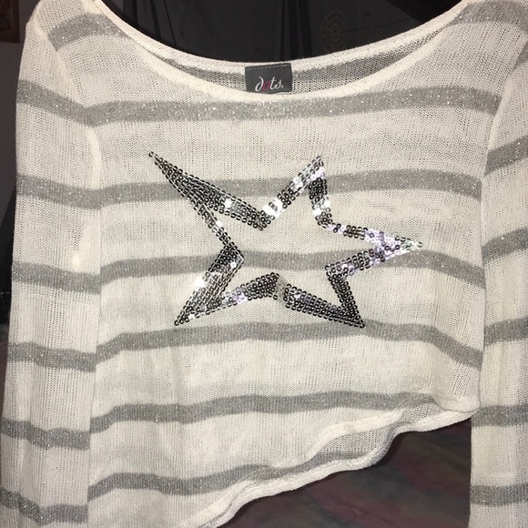 Bell sleeve star sequin sparkly knit sweater - Picture 4 of 11